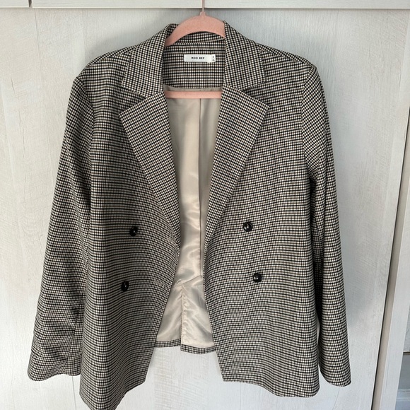 Mod Ref Plaid Pocketed Button Up Blazer Oversize Business Casual - Picture 3 of 8